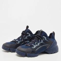 Pre Owned Dior Navy Blue/Transparent PVC and Fabric D-Connect Sneakers Size 38.5