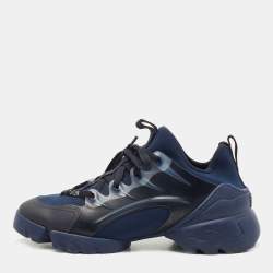 Pre Owned Dior Navy Blue/Transparent PVC and Fabric D-Connect Sneakers Size 38.5
