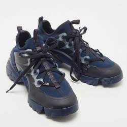 Pre Owned Dior Navy Blue/Transparent PVC and Fabric D-Connect Sneakers Size 38.5