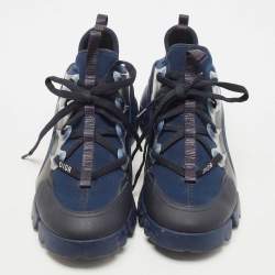 Pre Owned Dior Navy Blue/Transparent PVC and Fabric D-Connect Sneakers Size 38.5