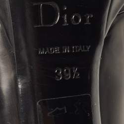 Pre Owned Dior Black Patent Leather Bow Chain Detail Peep Toe Pumps Size 39.5