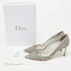 Pre Owned Dior Grey Suede and Leather Venus Pointed Toe Pumps Size 42