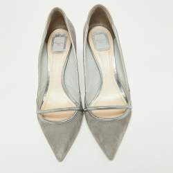 Pre Owned Dior Grey Suede and Leather Venus Pointed Toe Pumps Size 42