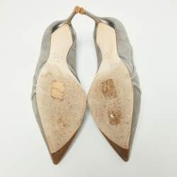 Pre Owned Dior Grey Suede and Leather Venus Pointed Toe Pumps Size 42