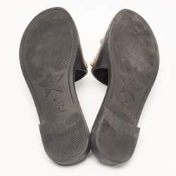 Dior Black Rubber Faux Pearl Diorevolution Flat Slides Size 39