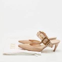 Dior Beige Mesh and Leather D Dior Mules Size 39