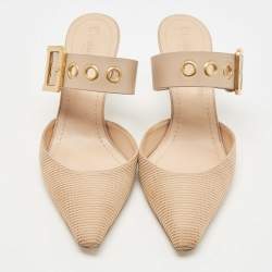 Dior Beige Mesh and Leather D Dior Mules Size 39