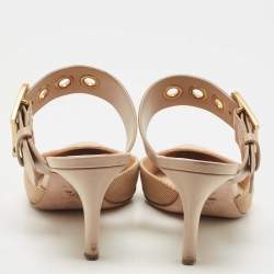 Dior Beige Mesh and Leather D Dior Mules Size 39