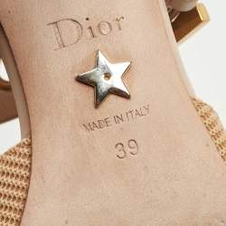 Dior Beige Mesh and Leather D Dior Mules Size 39