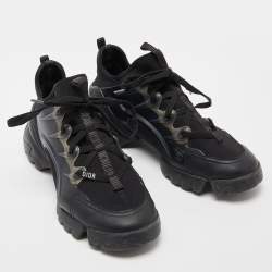Dior Black Neoprene and Leather D-Connect Sneakers Size 38.5