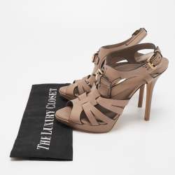 Dior Brown Leather Platform Strappy Sandals Size 38.5