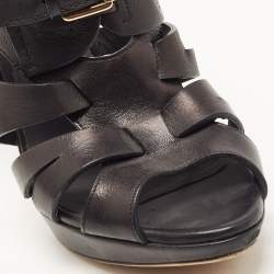 Dior Black Leather Platform Strappy Sandals Size 38.5