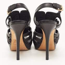 Dior Black Leather Platform Strappy Sandals Size 38.5