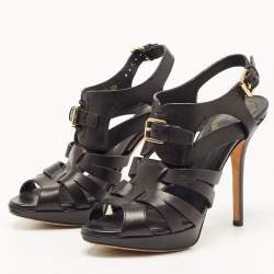 Dior Black Leather Platform Strappy Sandals Size 38.5
