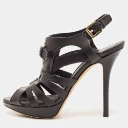 Dior Black Leather Platform Strappy Sandals Size 38.5
