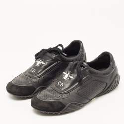 Pre Owned Dior Black Leather and Suede D-Bee Low Top Sneakers Size 38
