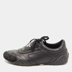 Pre Owned Dior Black Leather and Suede D-Bee Low Top Sneakers Size 38