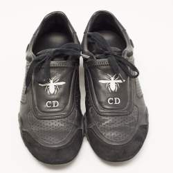 Pre Owned Dior Black Leather and Suede D-Bee Low Top Sneakers Size 38