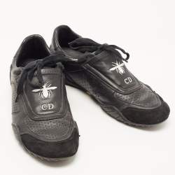Pre Owned Dior Black Leather and Suede D-Bee Low Top Sneakers Size 38