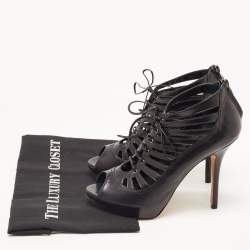 Dior Black Leather Gladiator Ankle Boots Size 38.5