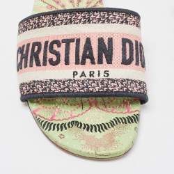 Pre Owned Dior Multicolor Canvas Dway Flat Slides Size 37.5