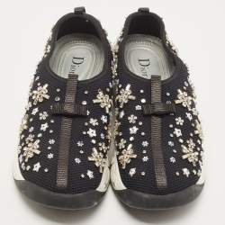 Dior Black Mesh Fusion Embellished Low Top Sneakers Size 39