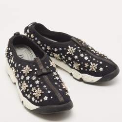 Dior Black Mesh Fusion Embellished Low Top Sneakers Size 39