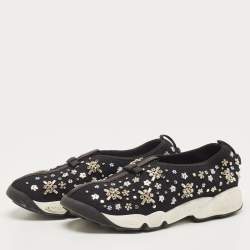 Dior Black Mesh Fusion Embellished Low Top Sneakers Size 39