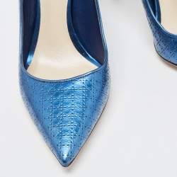 Pre Owned Dior Blue Patent Cherie Pointed Toe Pumps Size 39