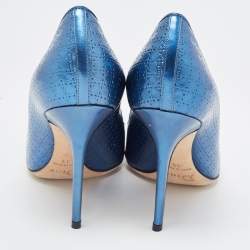 Pre Owned Dior Blue Patent Cherie Pointed Toe Pumps Size 39