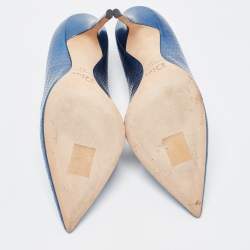 Pre Owned Dior Blue Patent Cherie Pointed Toe Pumps Size 39