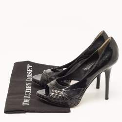 Pre Owned Dior Black Patent Leather Cut Out Open Toe Pumps Size 39.5