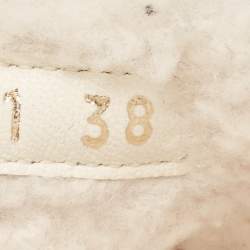 Dior White/Navy Blue Shearling Fur and Logo Canvas Dway Flat Slides Size 38