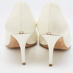 Dior Cream Patent Peep Toe Bow Pumps Size 37