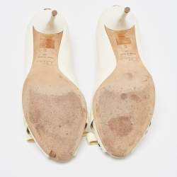 Dior Cream Patent Peep Toe Bow Pumps Size 37