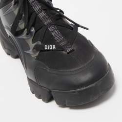 Pre Owned Dior Black Leather and Neoprene D-Connect Sneakers Size 39