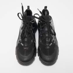 Pre Owned Dior Black Leather and Neoprene D-Connect Sneakers Size 39