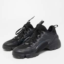 Pre Owned Dior Black Leather and Neoprene D-Connect Sneakers Size 39