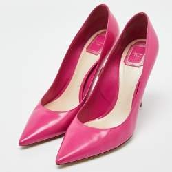 Pre Owned Dior Pink Leather Cherie Pointed Toe Pumps Size 40.5