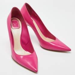 Pre Owned Dior Pink Leather Cherie Pointed Toe Pumps Size 40.5