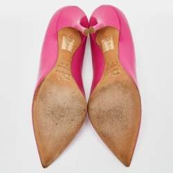 Pre Owned Dior Pink Leather Cherie Pointed Toe Pumps Size 40.5