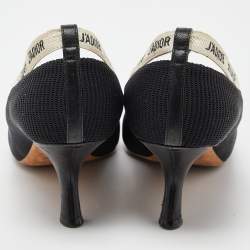 Dior J'adior Black Canvas Ribbon Pointed Toe Pumps Size 38.5