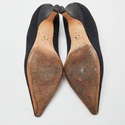 Dior J'adior Black Canvas Ribbon Pointed Toe Pumps Size 38.5