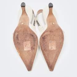 Pre Owned Dior White Patent Leather J'adior Slingback Pumps Size 37.5