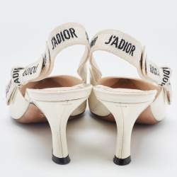 Pre Owned Dior White Patent Leather J'adior Slingback Pumps Size 37.5