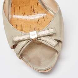 Dior  Grey Leather Slingback Open Toe Sandals Size 37.5