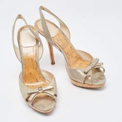 Dior  Grey Leather Slingback Open Toe Sandals Size 37.5