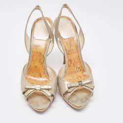 Dior  Grey Leather Slingback Open Toe Sandals Size 37.5