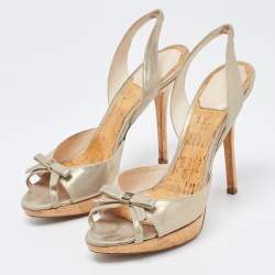 Dior  Grey Leather Slingback Open Toe Sandals Size 37.5