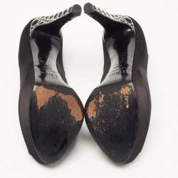 Pre Owned Dior Black Satin Miss Dior Peep Toe Pumps Size 38.5